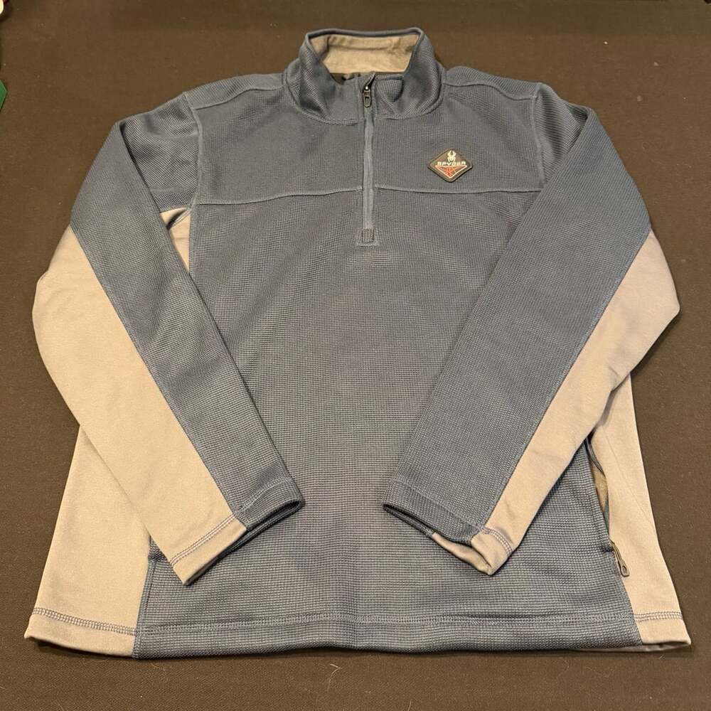 Spyder Men's Outbound 1/4 Zip Fleece Pullover Sweater Dark Blue/Gray